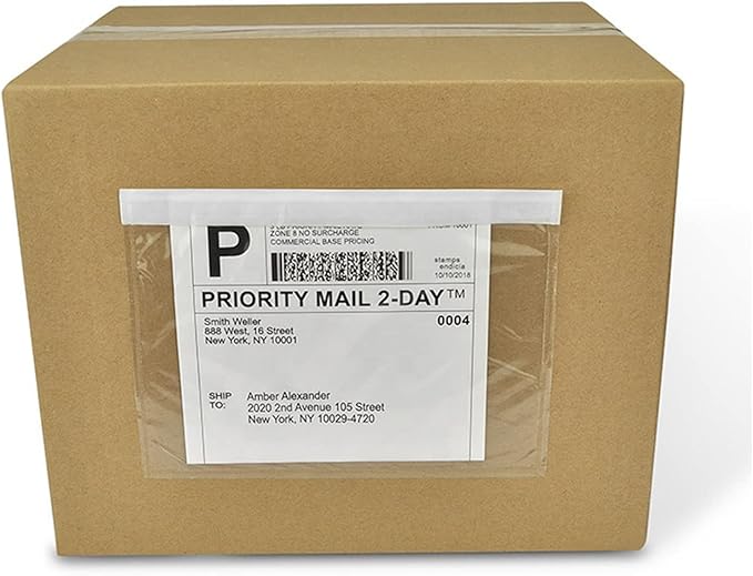6" x 9" Shipping Label Sleeves, 200 Pack Clear Adhesive Top Loading Packing List by InpourPack