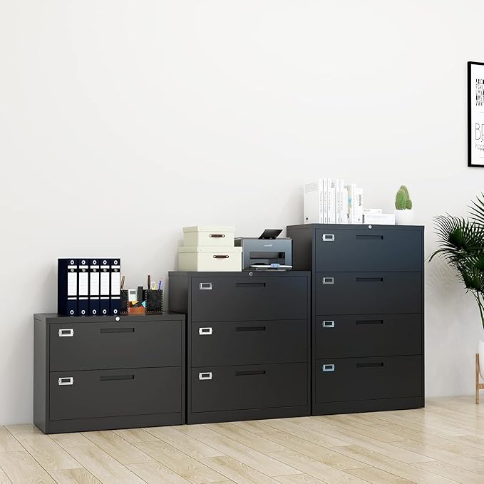 Lateral File Cabinet with Lock, 2 Drawer Large Metal Filing Cabinet, Home - Image 7