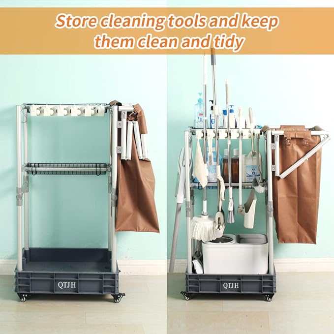 Janitorial cart Housekeeping cart Cleaning Cart on Wheels Housekeeping Caddy - Image 3