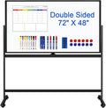 Magnetic Mobile Whiteboard 72 X 48 Rolling White Boards on Wheels, Large by CALENBO