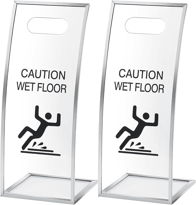 2 Packs 24 Inch Caution Wet Floor Sign Sturdy Acrylic Safety Warning Signs by Seeshack