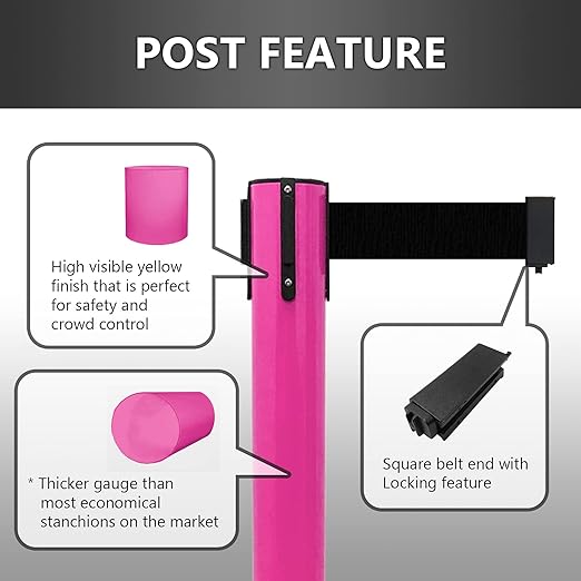 VIP Crowd Control Retractable Belt Stanchion Queue Safety Barrier Set - Image 2