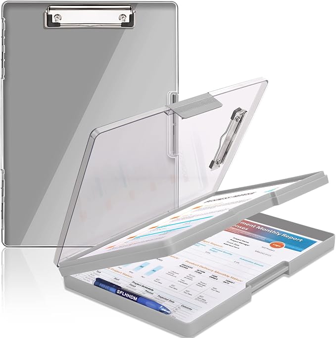 Clipboard with Storage, Heavy Duty Clip Boards 8.5x11 with 2 Storage Case by SFLHHDM
