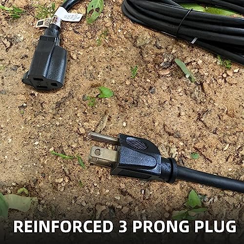 YOJOE Indoor Outdoor Extension Cord, 3 Prong 13A Weatherproof Power Cord, 16 Gauge Heavy Duty 15 ft Black Extension Cord for Garage, Garden and Home, 16/3 SJTW UL Certified - Image 5