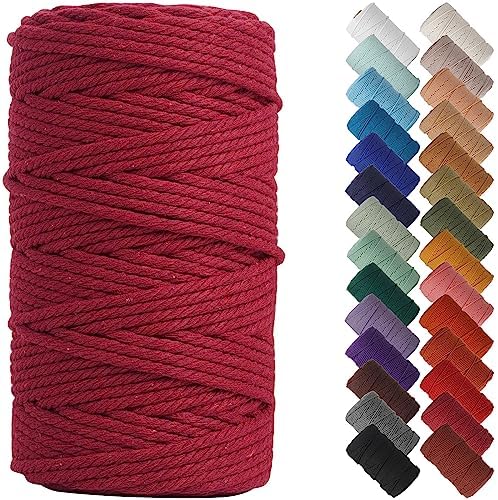 NOANTA Red Macrame Cord 4mm x 109yards, Colored Cotton Rope Macrame Yarn by NOANTA