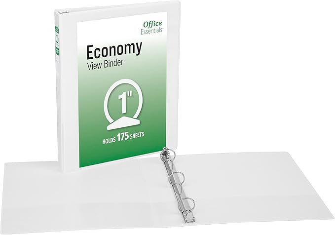Office Essentials Economy View 3 Ring Binders, 1.4" Spine, 175-Sheet Capacity - Image 7