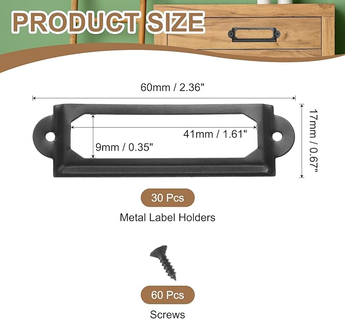 PATIKIL 60x17mm Metal Label Holders - Image 2