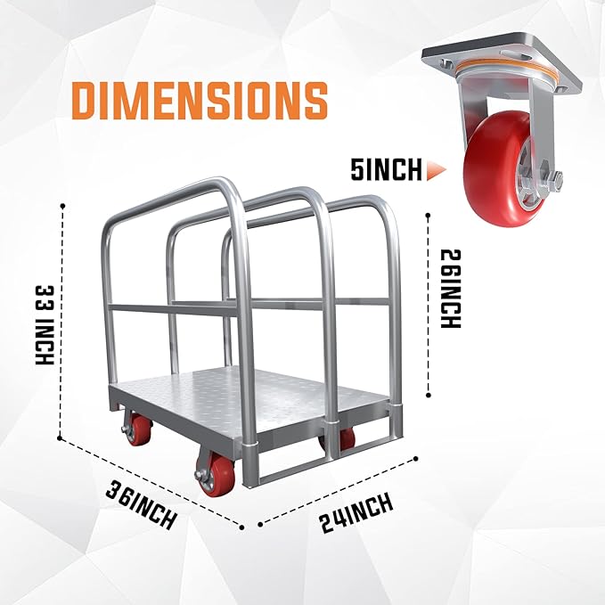 Steel Panel Truck Cart, Platform Truck, Heavy Duty Lumber Drywall Dolly - Image 4