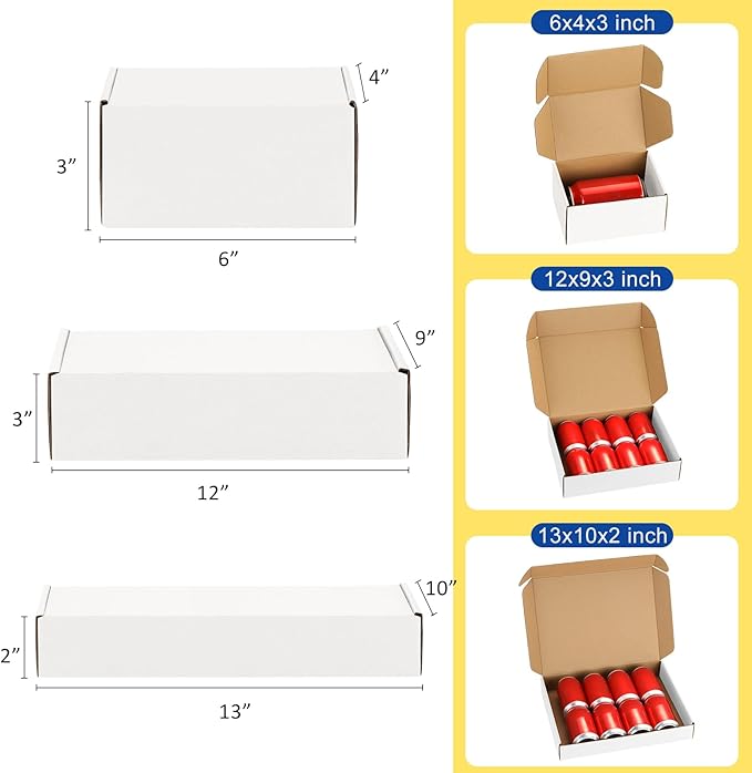 Assorted-Sizes-Shipping-Boxes-24-Pack: 6x4x3 & 12x9x3 & 13x10x2 - Image 2