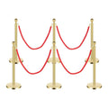 6 PCS Gold Stanchion Posts, Crowd Control Barriers, 5 ft Red Velvet Rope Carpet by Unknown