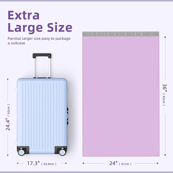 Fuxury Extra Large Poly Mailers 24x36" 25 Pcs, 2.5mil Bulk Shipping Bags - Image 2