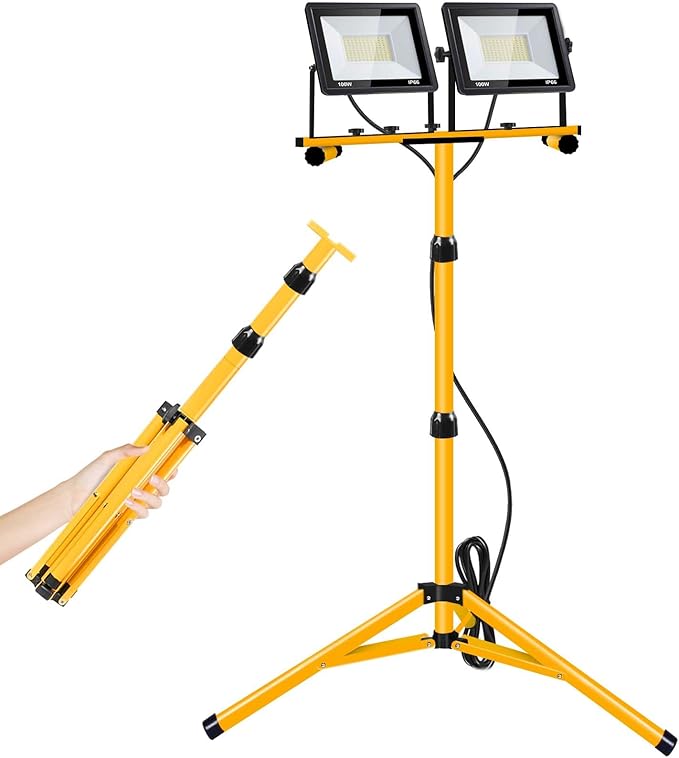 21000 Lumen Work Lights with Stand, 3 Adjustable Head LED Work Light, with by Yurnomy
