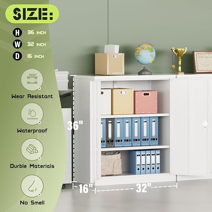 Incbruce 36” Metal Storage Cabinet, Locking Steel Storage Cabinet - Image 2
