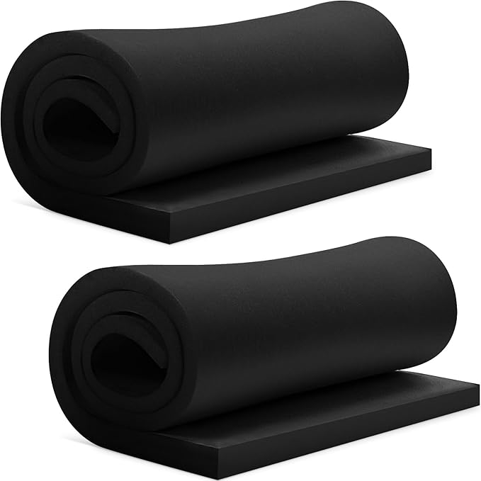 Frienda 2 Pcs Upholstery Foam 1" x 24" x 72" High Density Cushion Black by Frienda
