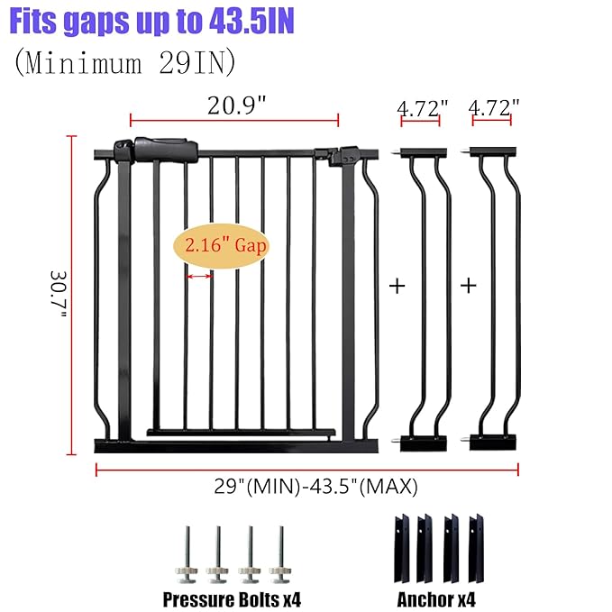 Walk Through Baby Gate 29-43.5 Inch Wide Large Baby Gate - Image 2