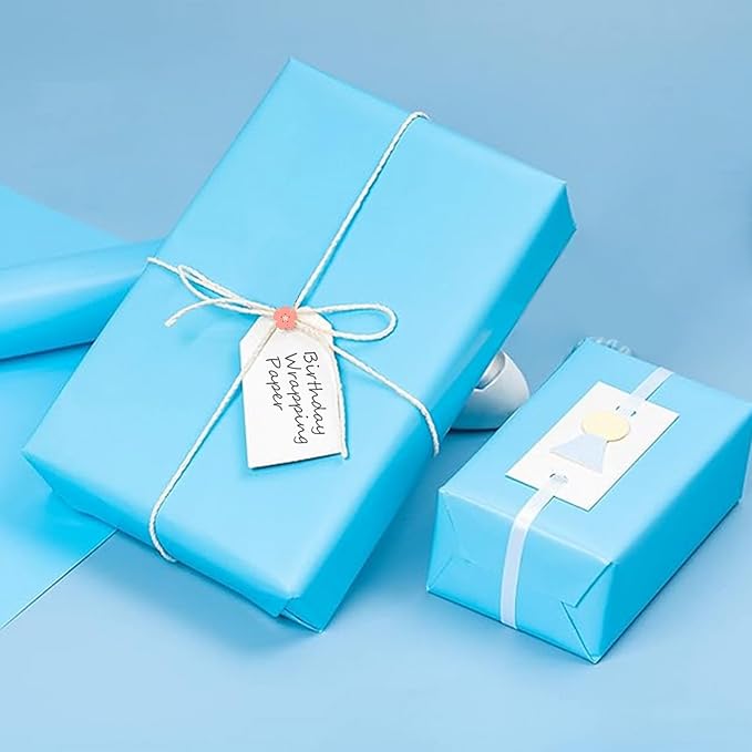Vanhench 36" x 2400" Sky Blue Wrapping Paper, Solid Color Art Kraft Craft Paper - Image 3