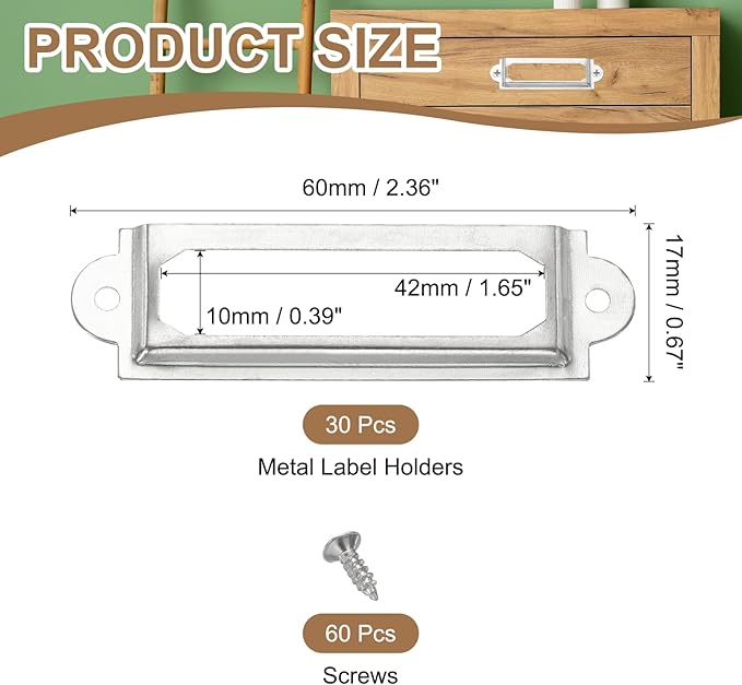 PATIKIL 60x17mm Metal Label Holders - Image 2