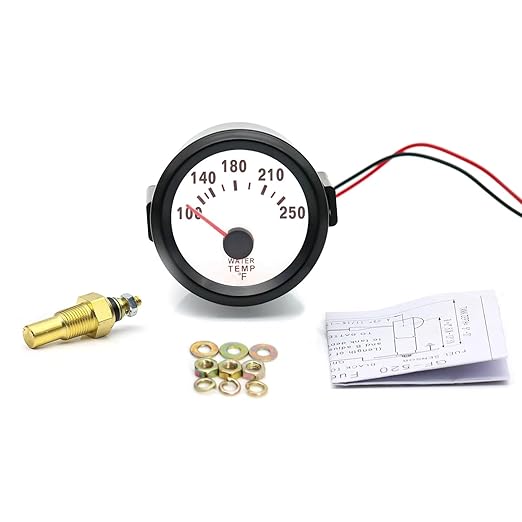 2" Universal Water Temp Gauge, 100-250℉ Blue LED Backlit DC 12V Thermometer Kit - Image 7