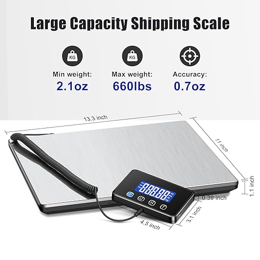 Shipping Scale, 660lbs Heavy Duty Digital Postal Scale - Image 2