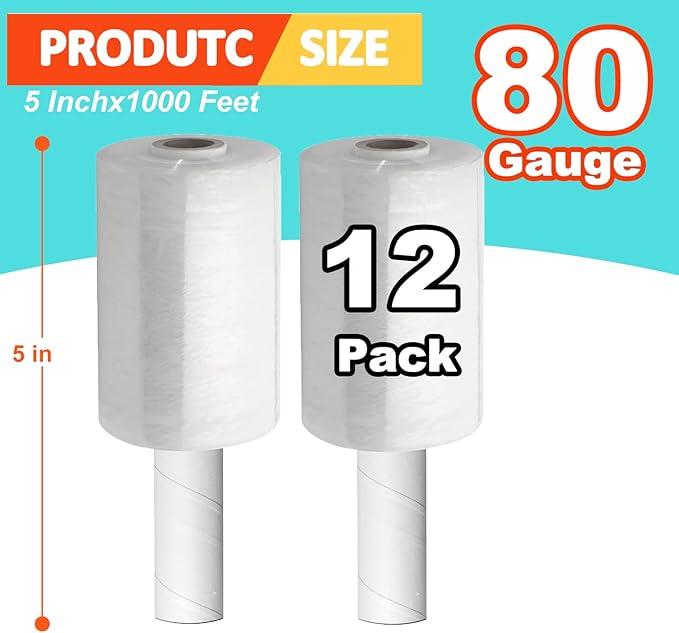 Stretch Wrap Film, 60 Gauge Stretch Wrap Industrial Strength, Plastic Wrap - Image 2