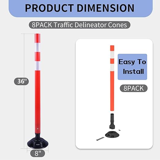 BESEA 8PCS 36" Traffic Delineator Posts - Image 2
