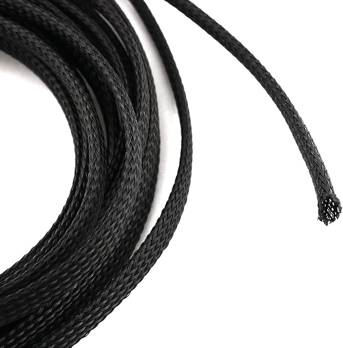 E-outstanding 5M/16.4ft Cable Sleeve Black Insulated Braided Sleeve 6mm / - Image 3