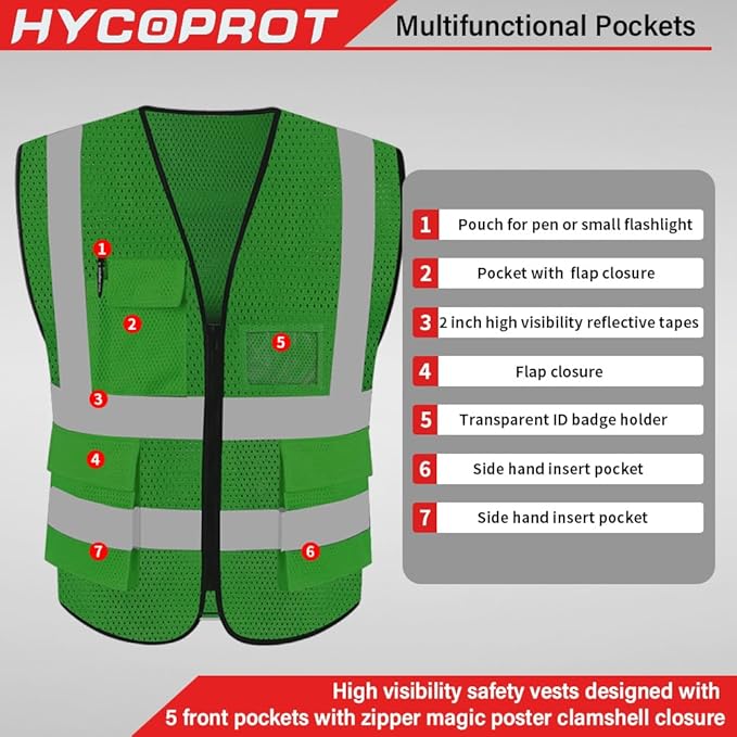 HYCOPROT High Visibility Mesh Safety Reflective Vest - Image 2