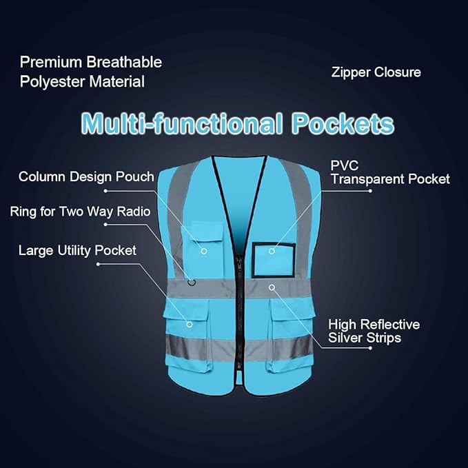 BeautyWill 10/20 Pack Custom Logo Safety Vest, Bulk High Visibility Class 2 - Image 2