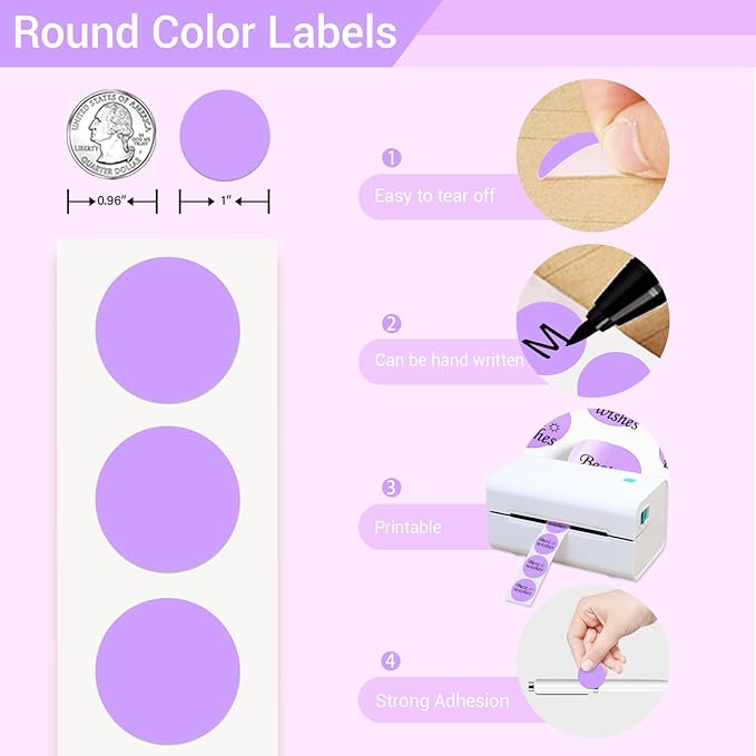 1 Inch Circle Dot Stickers 1000 PCS Color Coding Thermal Labels Dots Writable - Image 3