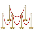 6 PCS Stanchions and Velvet Ropes, Stainless Steel Poles by Unknown
