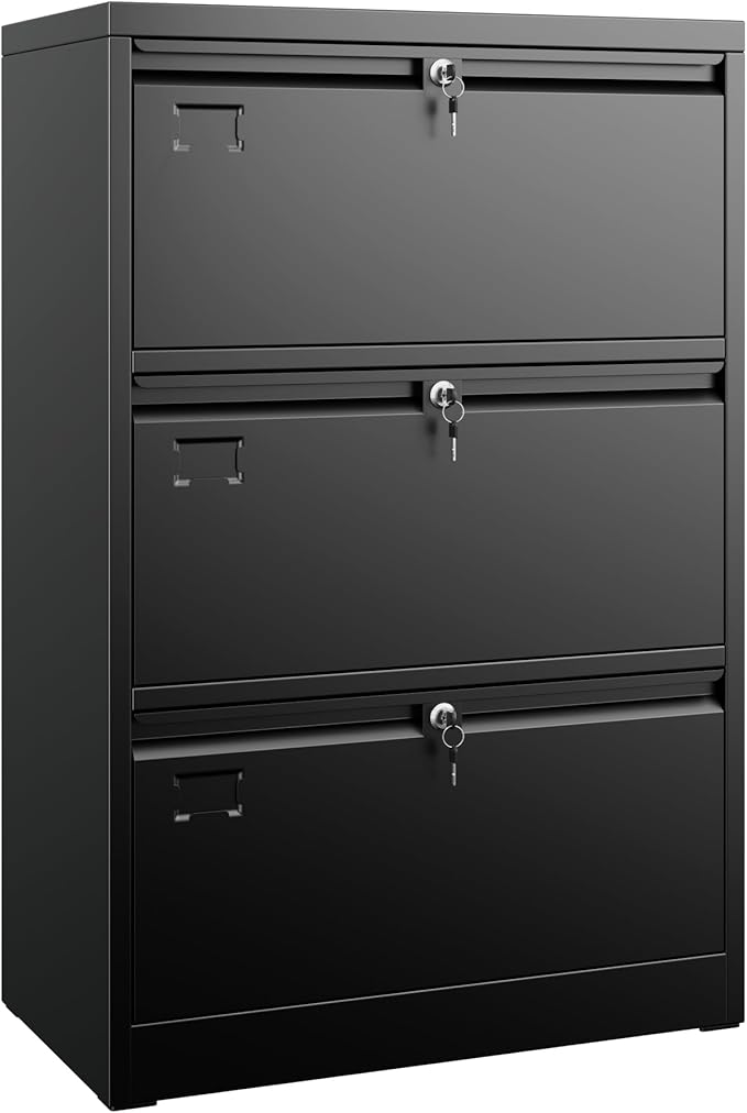 Aobabo 3 Drawer Wide Lateral File Cabinet, Metal Filing Cabinet by Aobabo