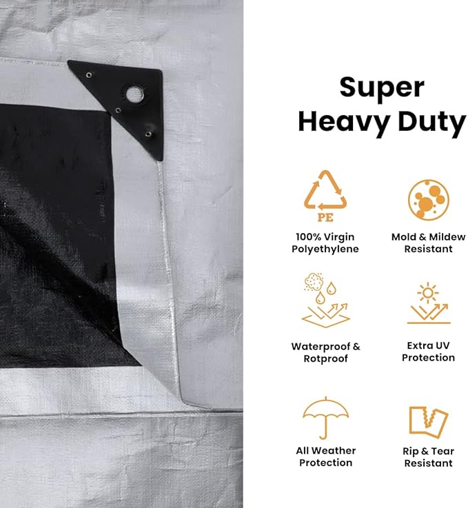WHITEDUCK Super Heavy Duty Poly Tarp Cover 16 Mil & 10 Mil - Image 2