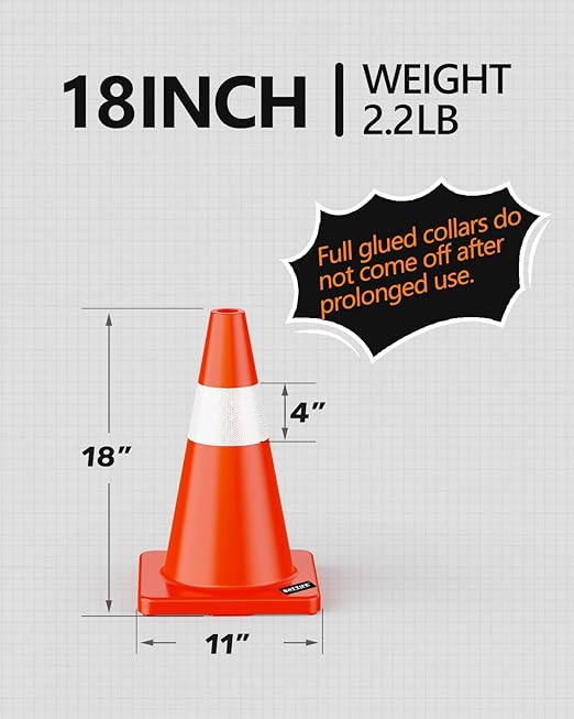 BATTIFE 12 Pack Traffic Safety Cones 18 Inch - Image 3