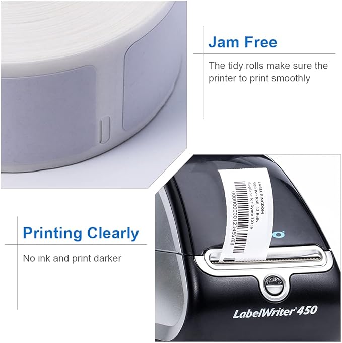 Label KINGDOM 12 Rolls Compatible Dymo 1" x 2-1/8" Multipurpose Labels - Image 4