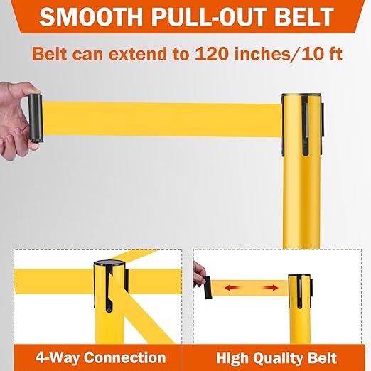 6 Pack Yellow Crowd Control Stanchions - Image 5