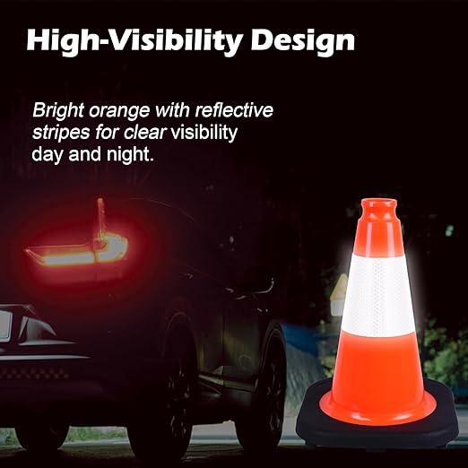 6 Pack 12" Orange PVC Safety Cones - Image 4