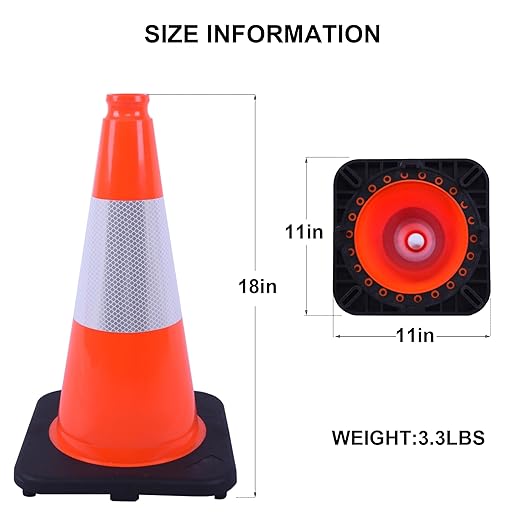 OrangeStar 8Pack 18" Orange Traffic Safety Cones, PVC Parking Cone Construction - Image 7