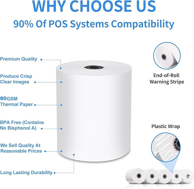 3 1/8 Thermal Paper Receipt Rolls 55 GSM Premium Quality, BPA Free Receipt - Image 6