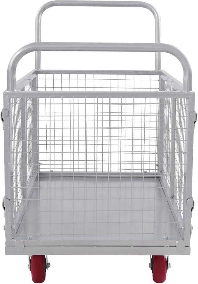Platform Truck Cart with Cage, 440.92Lbs Capacity Grocery Dolly Heavy Duty Cart - Image 5