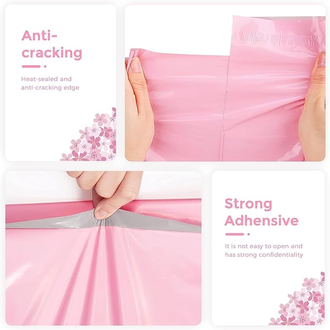 Fuxury Pink Poly Mailers 10x13 Inch 500pcs, Heavy Duty Shipping Bags Bulk - Image 6