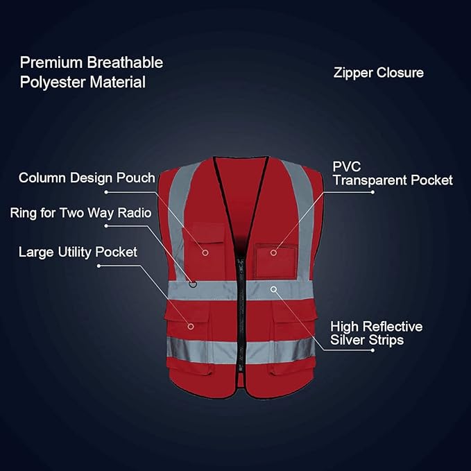 BeautyWill Custom Safety Vest Logo Class 2 High Visibility Reflevtive Vest - Image 5