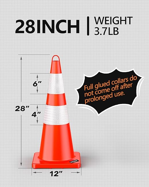 BATTIFE 12 Pack Traffic Safety Cones 28 Inches - Image 6