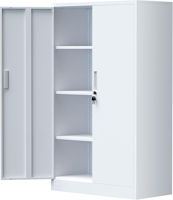 Metal Storage Cabinet with Locking Doors and Adjustable Shelves, 53.5-Inch Tall by JINGLEFURNITURE