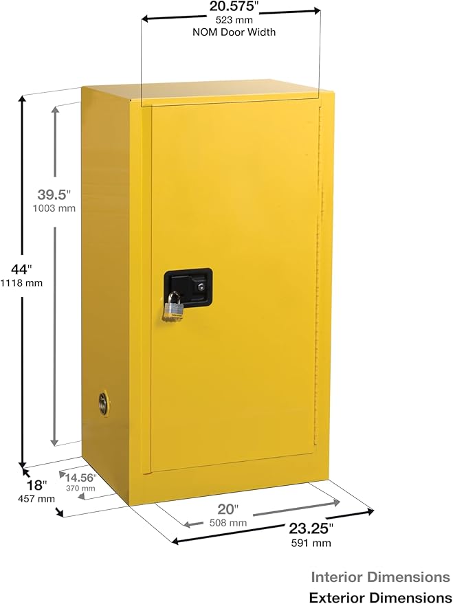 Eagle American Made 16 Gallon F﻿lammable Liquid Storage Cabinet, Self-Close - Image 2