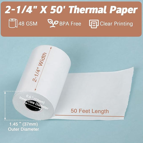 2 1/4 x 50 Thermal Receipt Paper Rolls, POS Cash Register Paper Rolls, BPA Free - Image 2