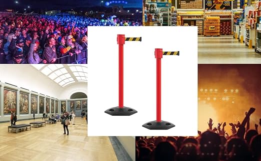 Montour Line MSR760 Set of 2 Retractable Belt Barrier Stanchion, Rubber Base - Image 4
