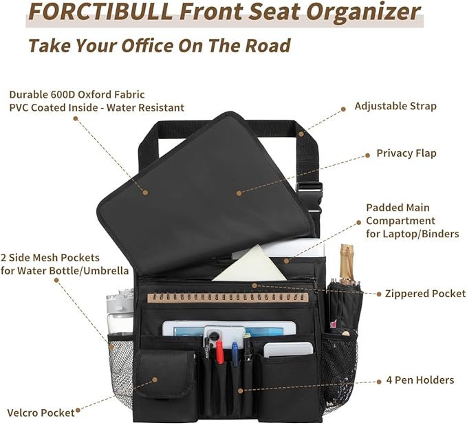 Car Front Seat Organizer for Paperwork File Laptop Mobile Office - Image 2