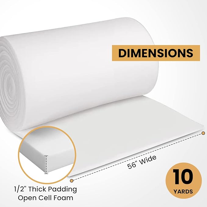 AK TRADING CO. 1/2” Thick Open Cell Upholstery Foam Padding – 56” Wide – by The - Image 2