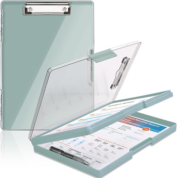 Clipboard with Storage, Heavy Duty Clip Boards 8.5x11 with 2 Storage Case by SFLHHDM