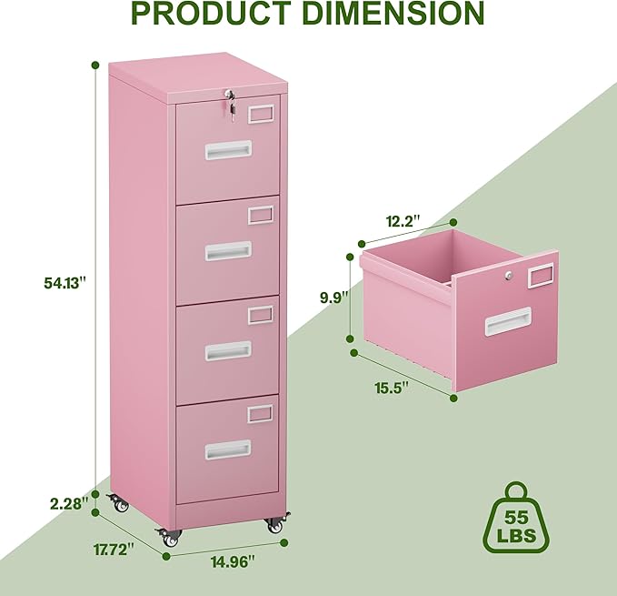 Aobabo File Cabinet 4 Drawer - Image 3